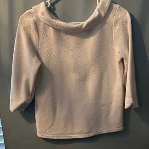 Ann Taylor Textured Cream Cowl Neck Sweater